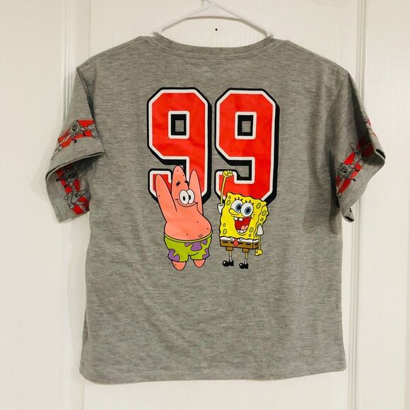 Nickelodeon Women's T-Shirt Spongebob Square Pants Graphic Crew Neck Gray Medium - Picture 7 of 7